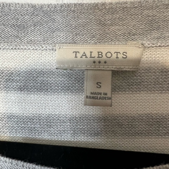 Talbots White and Gray Long Sleeve Tunic Top Size Small - Picture 3 of 4